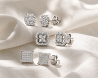 Silver and Lab Grown Flower Studs