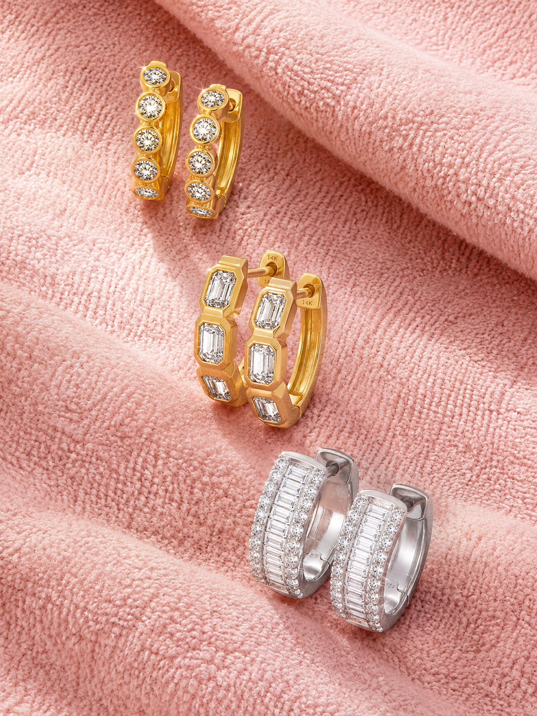 Silver and Lab Grown Diamond Hoops