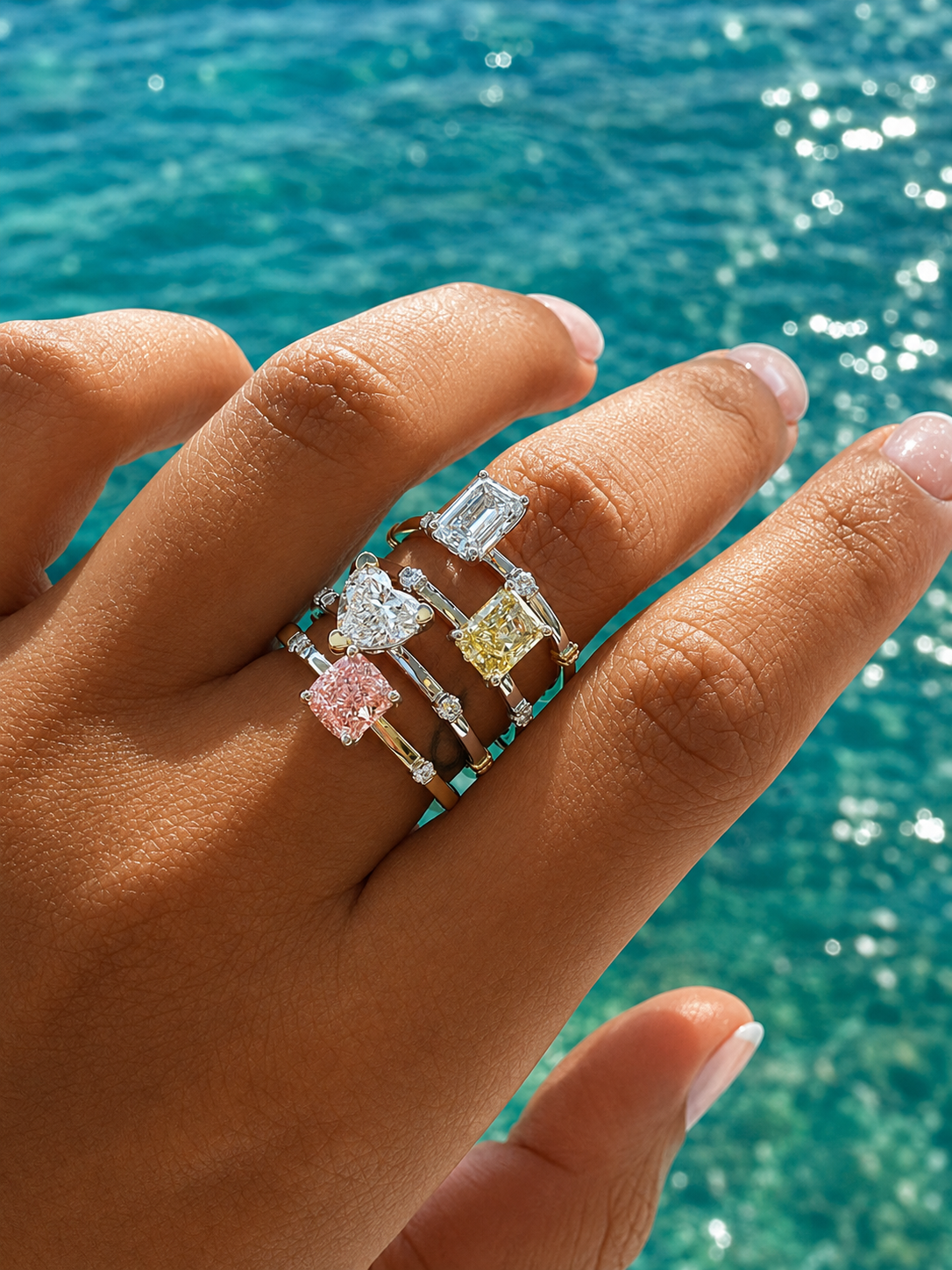 White Gold Princess Fancy Yellow Diamond Ring