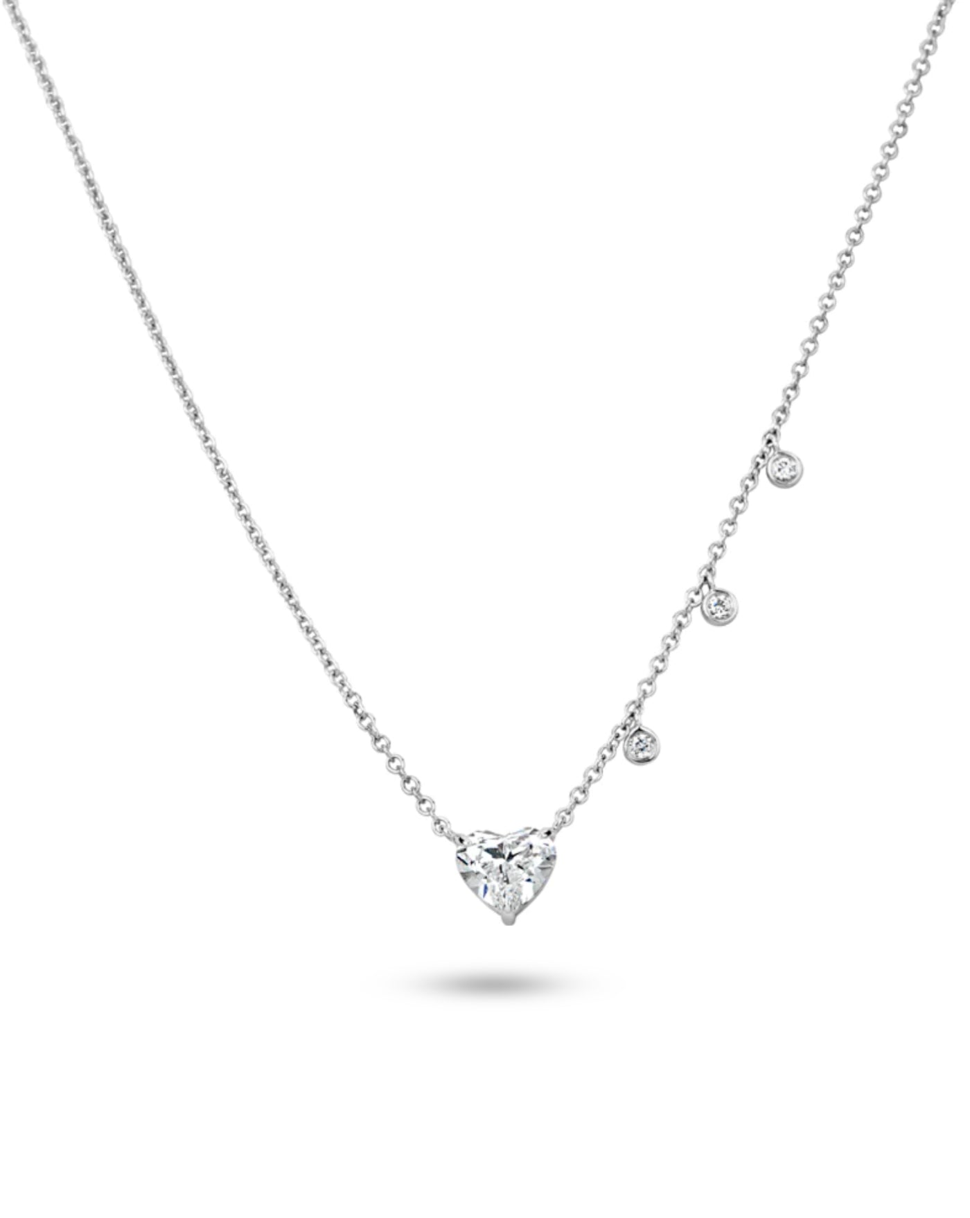 Side Charm Necklace | Heart Cut 1 ct LAB Diamond