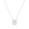 14 Kt White Gold Emerald Cut Diamond Halo Necklace 1.18 Cts