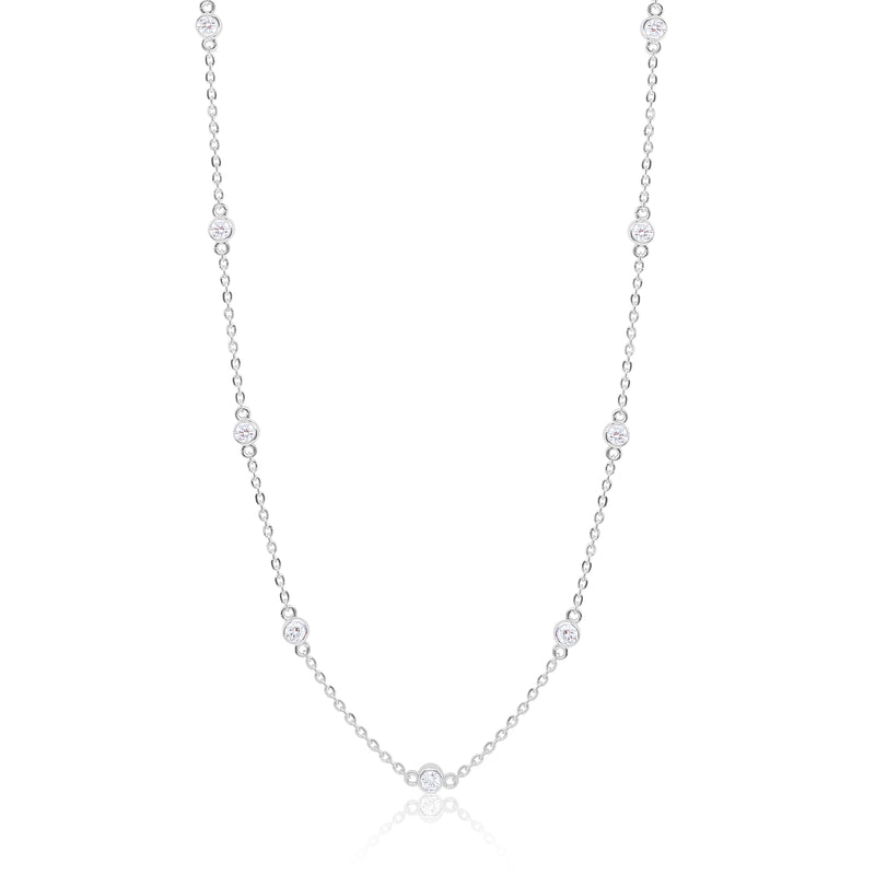14 Kt White Gold .98 Ct Diamond Bezel Necklace