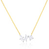 14 Kt Yellow Gold Emerald Marquise And Round 1.44 Ct Diamond Necklace
