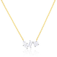 14 Kt Yellow Gold Emerald Marquise And Round 1.44 Ct Diamond Necklace