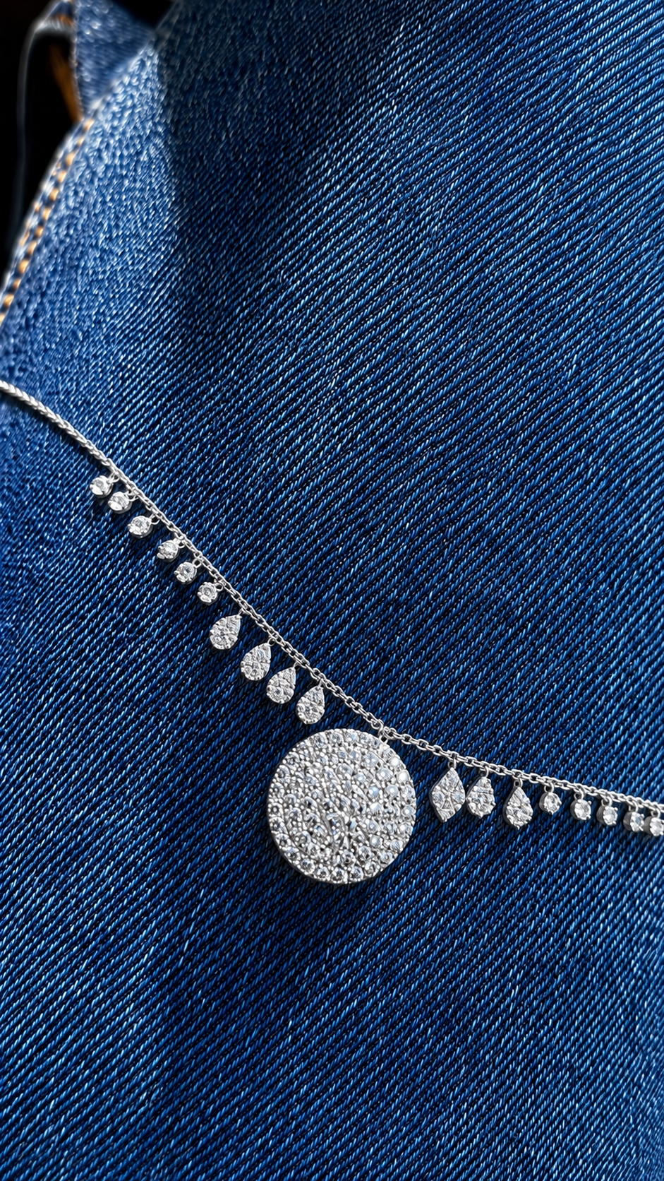 14k Gold Lab Grown Diamond Cluster Necklace