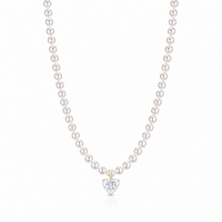Pearl and Heart Cut Diamond Necklace