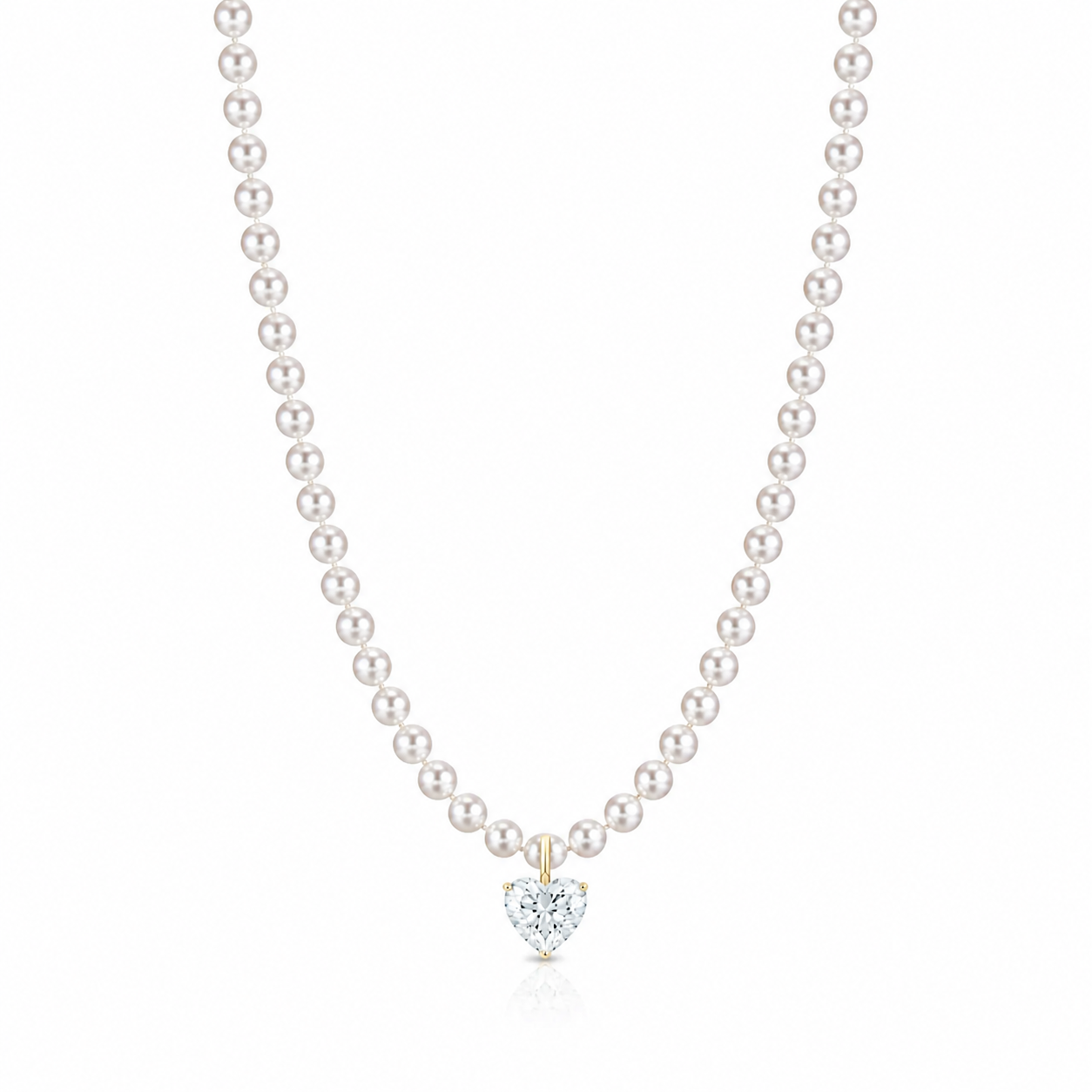 Pearl and Heart Cut Diamond Necklace