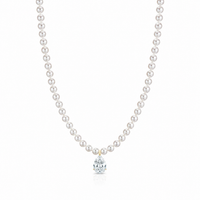 Pearl and Pear Cut Diamond Necklace