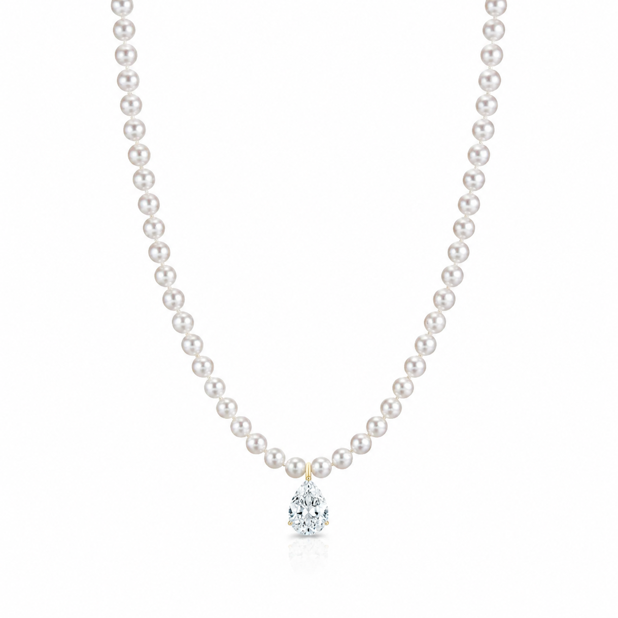 Pearl and Pear Cut Diamond Necklace