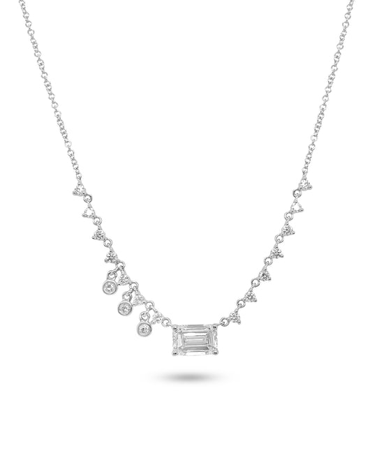 Side Charms Necklace | Emerald Cut 1.3 cts