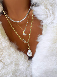 Interchangeable White Topaz Beaded Necklace Enhancer