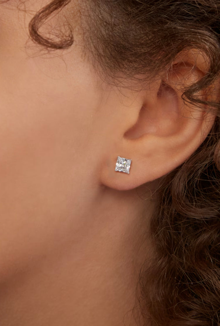 Studs Earrings | Princess Cut 1ct LAB Diamond