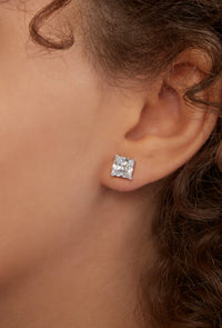 Studs Earrings | Princess Cut 3ct LAB Diamond