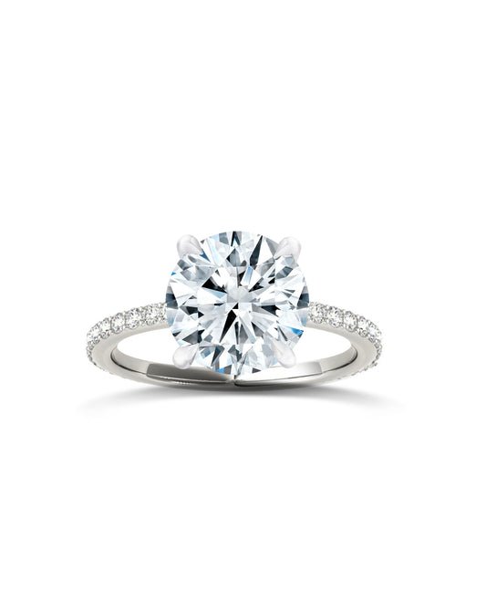 Diamond Band Solitaire Ring | Round Cut 4ct LAB Diamond