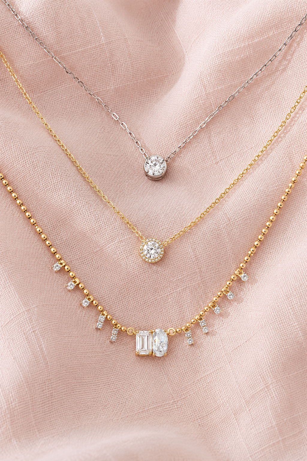 Yellow Gold Lab Grown Diamond Halo Necklace